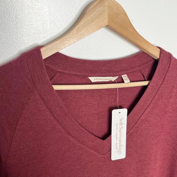 Soft Surroundings Womens Marla Dress PXS Ruby Heather Layered Lagenlook V Neck - Picture 6 of 12